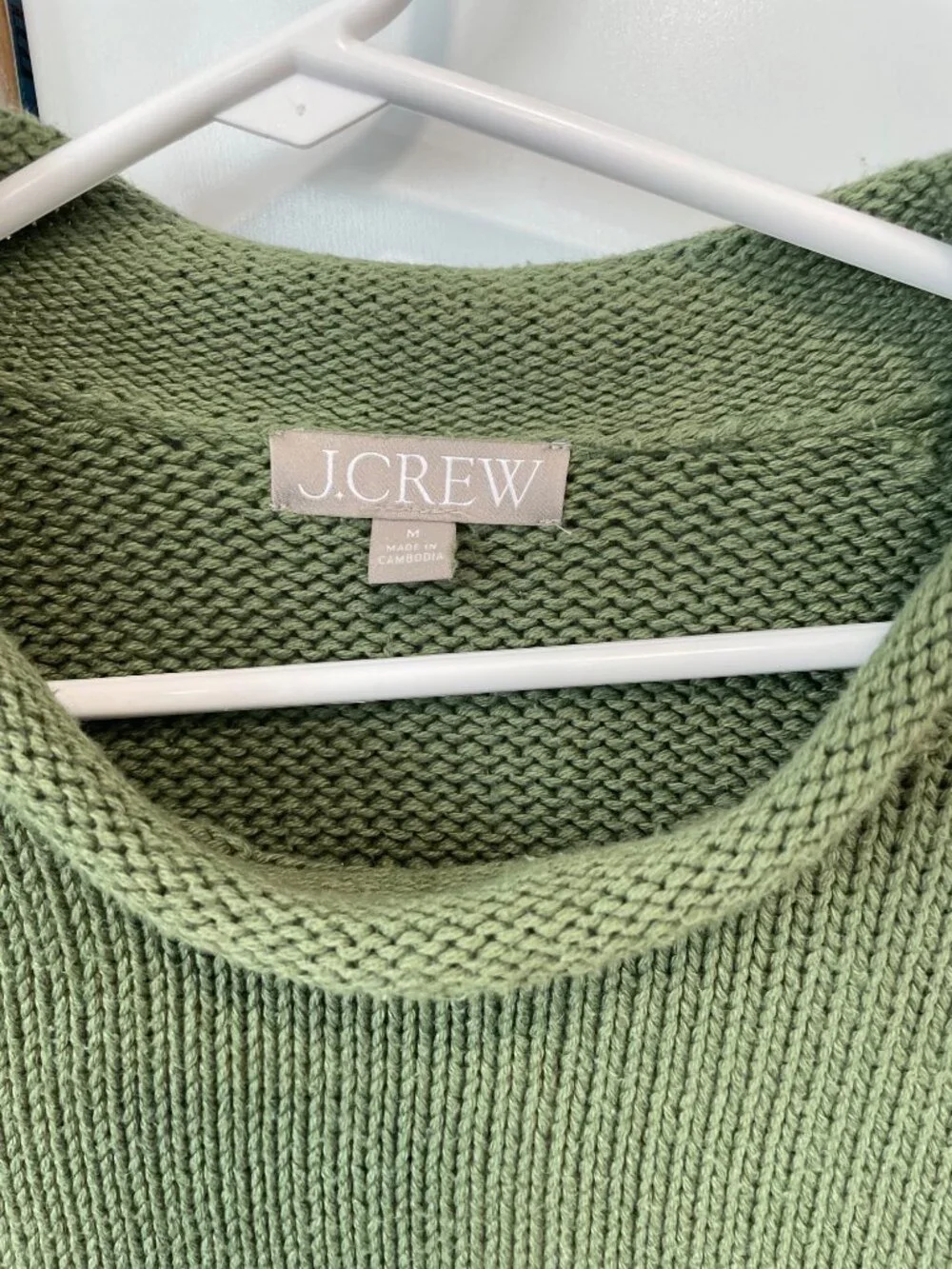 J. Crew Sweater Medium Long Sleeve Pullover Olive Green Cotton Comfort Knitwear
